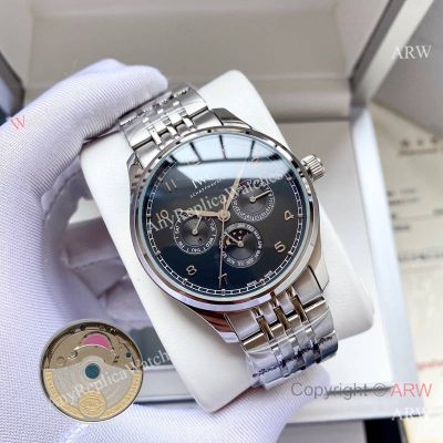 High Quality Replica IWC Portuguese Silver Steel Strap Different Colors Face Dial Silver Stainless Steel Case Watch 42×12mm